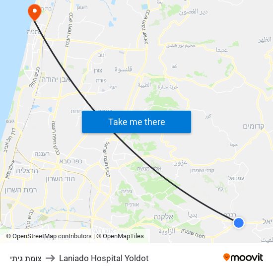 צומת גיתי to Laniado Hospital Yoldot map