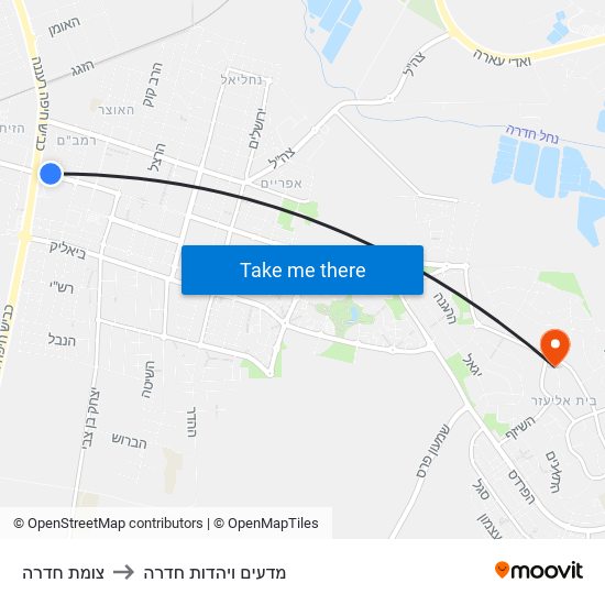 צומת חדרה to מדעים ויהדות חדרה map