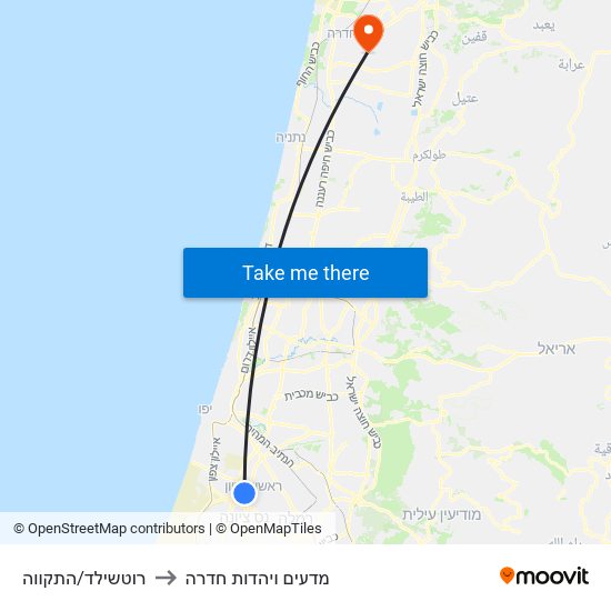 רוטשילד/התקווה to מדעים ויהדות חדרה map