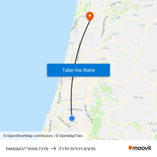 מרכז מסחרי/העצמאות to מדעים ויהדות חדרה map