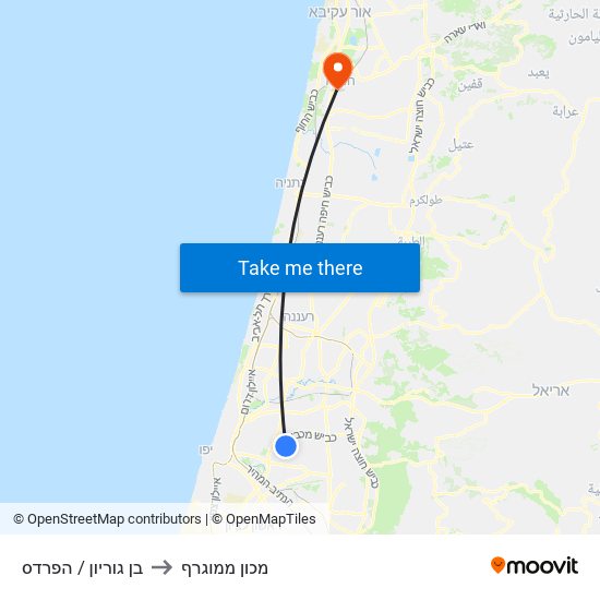 בן גוריון / הפרדס to מכון ממוגרף map