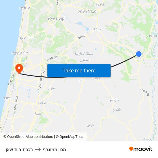 רכבת בית שאן to מכון ממוגרף map