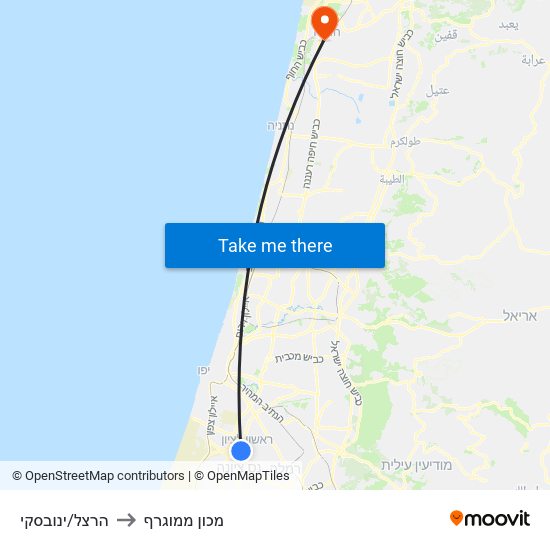 הרצל/ינובסקי to מכון ממוגרף map