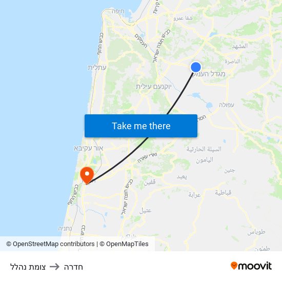 צומת נהלל to חדרה map