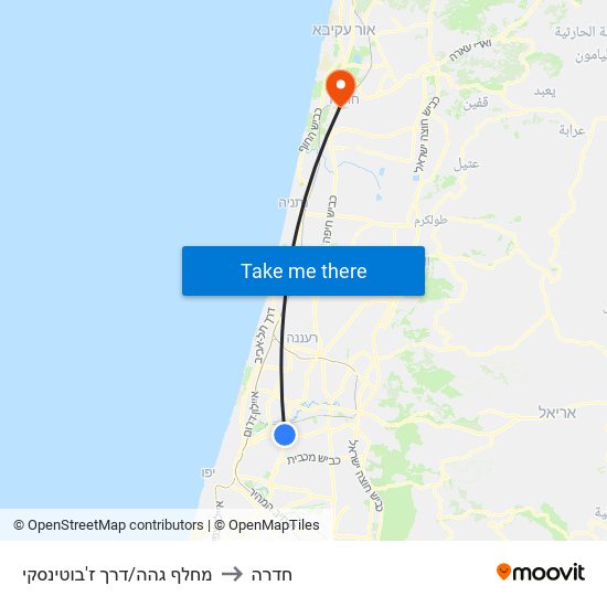 מחלף גהה/דרך ז'בוטינסקי to חדרה map