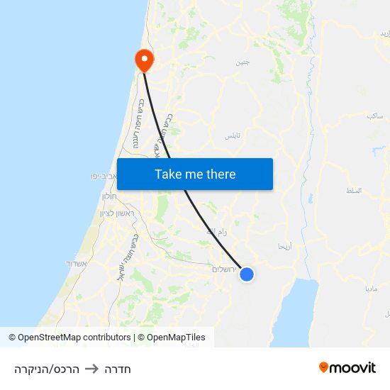 הרכס/הניקרה to חדרה map