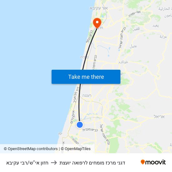 חזון אי''ש/רבי עקיבא to דגני מרכז מומחים לרפואה יועצת map