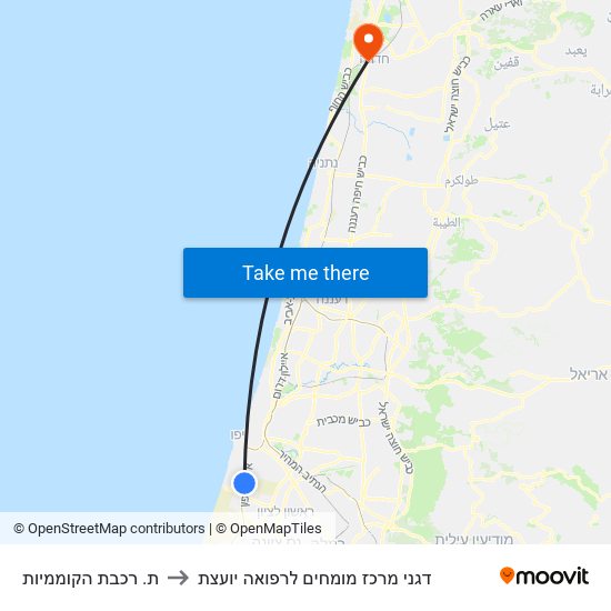 ת. רכבת הקוממיות to דגני מרכז מומחים לרפואה יועצת map