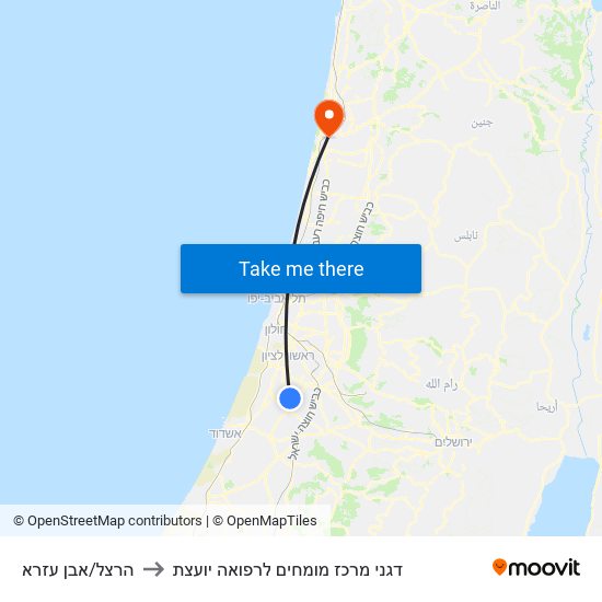 הרצל/אבן עזרא to דגני מרכז מומחים לרפואה יועצת map