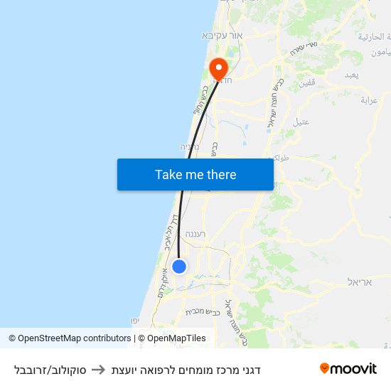סוקולוב/זרובבל to דגני מרכז מומחים לרפואה יועצת map