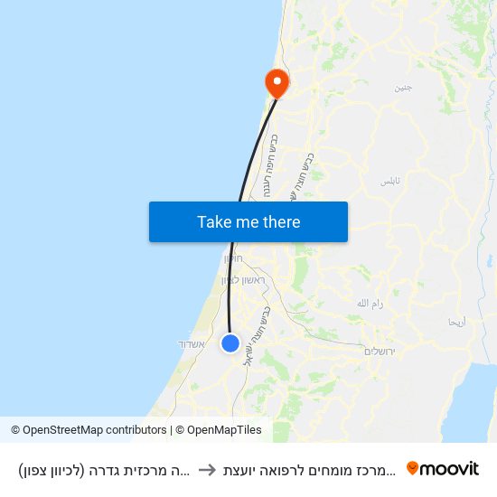 תחנה מרכזית גדרה (לכיוון צפון) to דגני מרכז מומחים לרפואה יועצת map