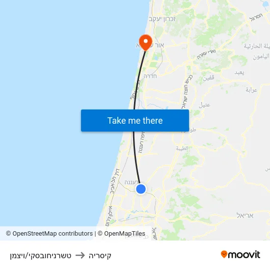 טשרניחובסקי/ויצמן to קיסריה map