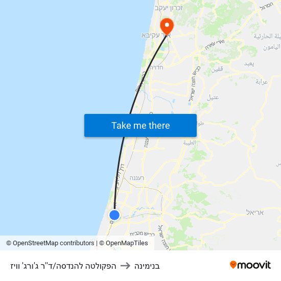 הפקולטה להנדסה/ד''ר ג'ורג' וויז to בנימינה map