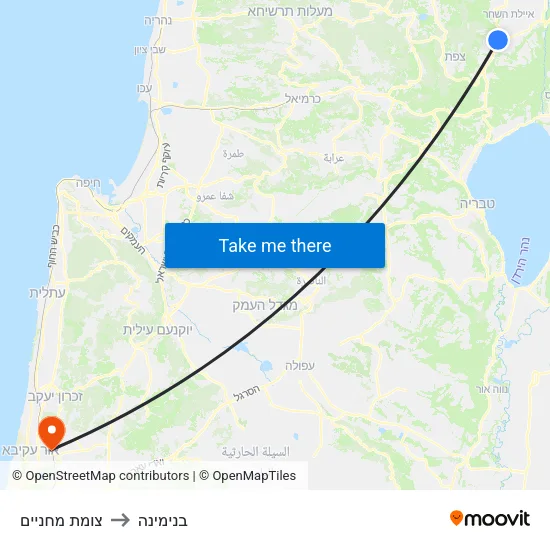 צומת מחניים to בנימינה map