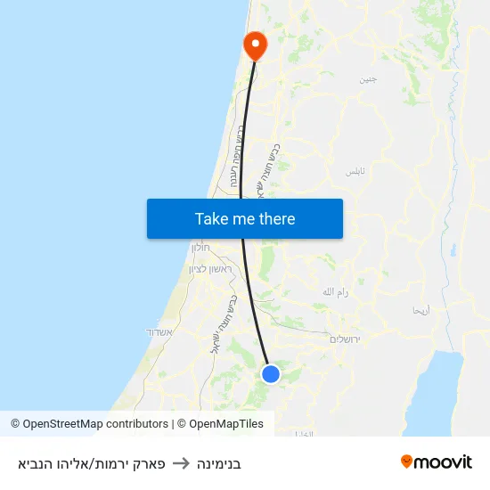 פארק ירמות/אליהו הנביא to בנימינה map