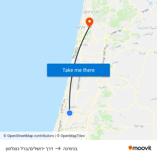 דרך ירושלים/ברל כצנלסון to בנימינה map