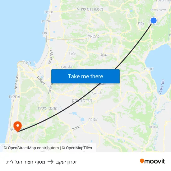 מסוף חצור הגלילית to זכרון יעקב map