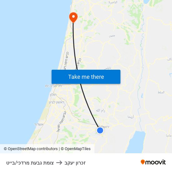 צומת גבעת מרדכי/בייט to זכרון יעקב map