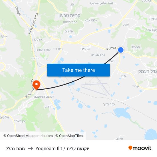 צומת נהלל to Yoqneam Ilit / יוקנעם עלית map