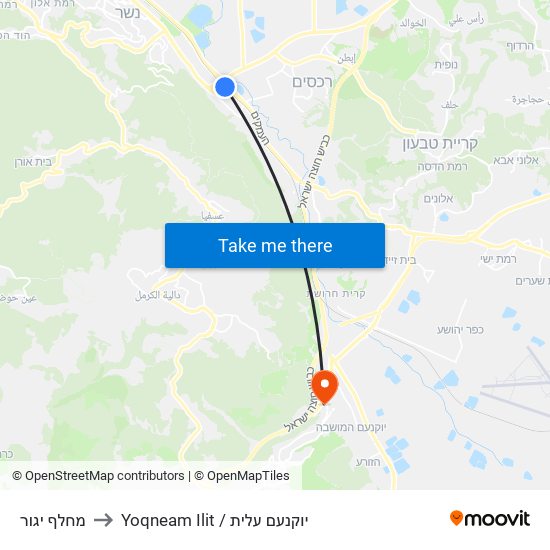 מחלף יגור to Yoqneam Ilit / יוקנעם עלית map