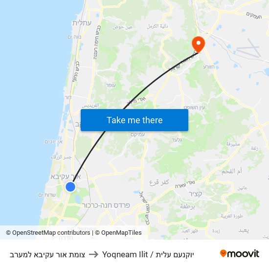 צומת אור עקיבא למערב to Yoqneam Ilit / יוקנעם עלית map