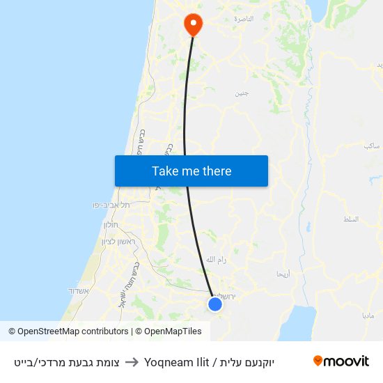 צומת גבעת מרדכי/בייט to Yoqneam Ilit / יוקנעם עלית map
