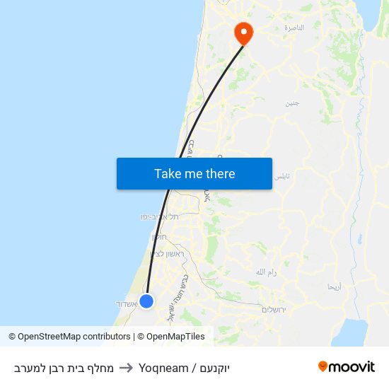 מחלף בית רבן למערב to Yoqneam / יוקנעם map
