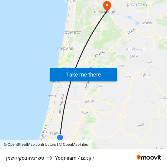 טשרניחובסקי/ויצמן to Yoqneam / יוקנעם map