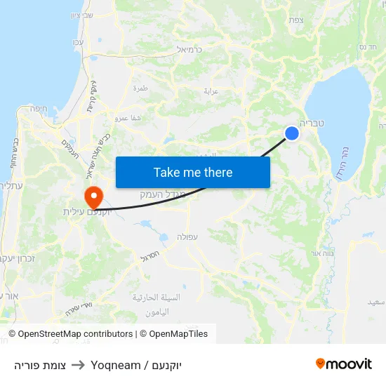 צומת פוריה to Yoqneam / יוקנעם map