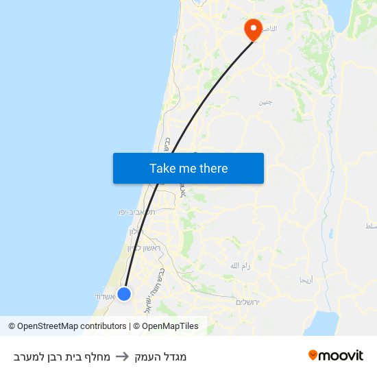 מחלף בית רבן למערב to מגדל העמק map