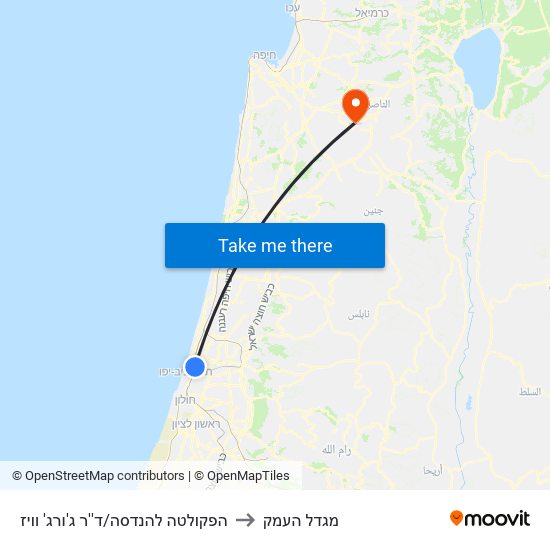 הפקולטה להנדסה/ד''ר ג'ורג' וויז to מגדל העמק map