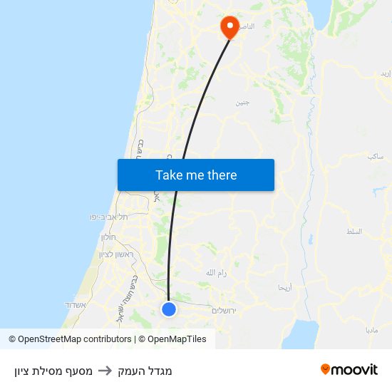 מסעף מסילת ציון to מגדל העמק map