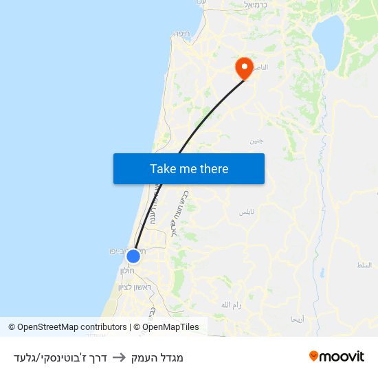 דרך ז'בוטינסקי/גלעד to מגדל העמק map