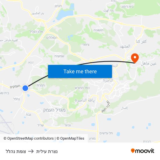 צומת נהלל to נצרת עילית map