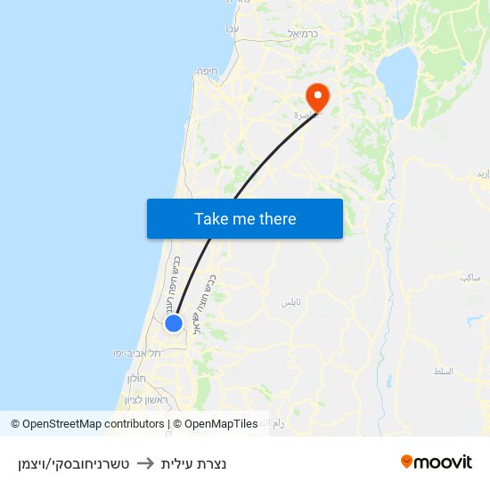 טשרניחובסקי/ויצמן to נצרת עילית map