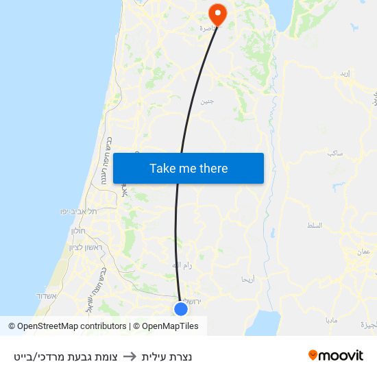 צומת גבעת מרדכי/בייט to נצרת עילית map