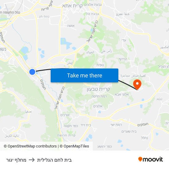 מחלף יגור to בית לחם הגלילית map