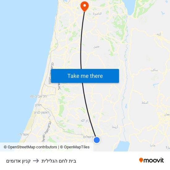 קניון אדומים to בית לחם הגלילית map