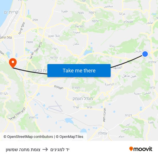 צומת מחנה שמשון to יד למגינים map