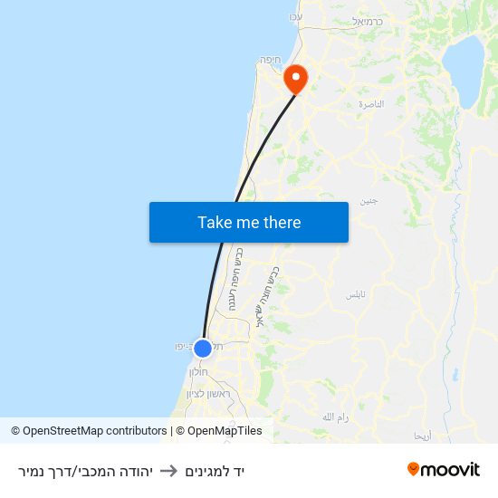 יהודה המכבי/דרך נמיר to יד למגינים map