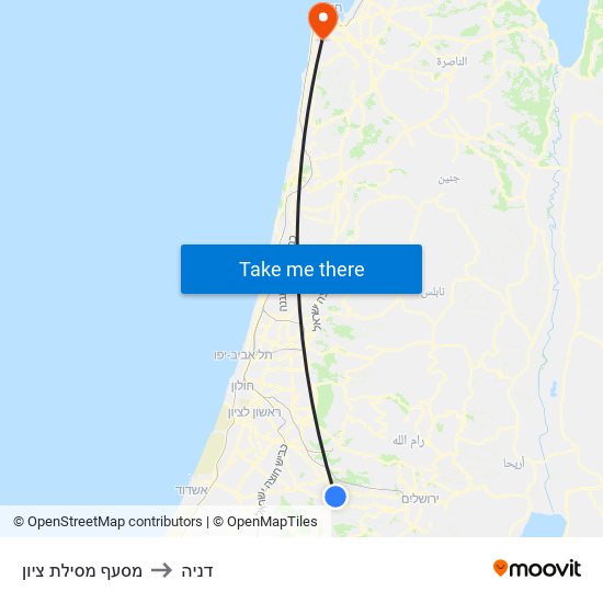 מסעף מסילת ציון to דניה map