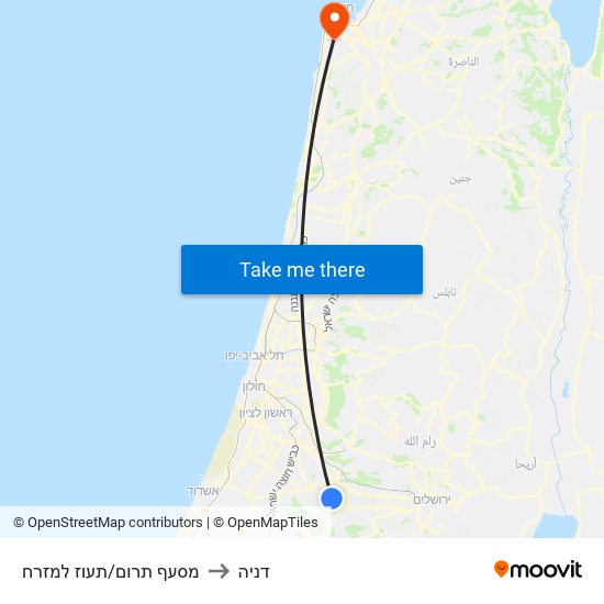 מסעף תרום/תעוז למזרח to דניה map