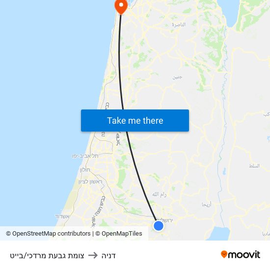 צומת גבעת מרדכי/בייט to דניה map