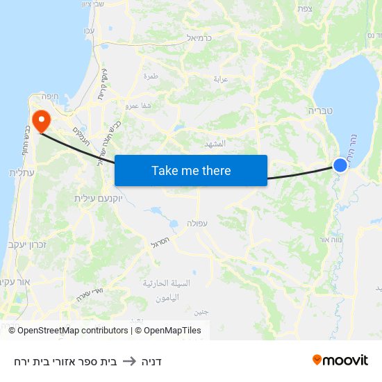 בית ספר אזורי בית ירח to דניה map