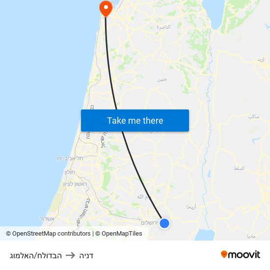 הבדולח/האלמוג to דניה map