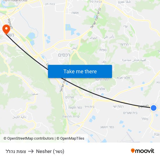 צומת נהלל to Nesher (נשר) map