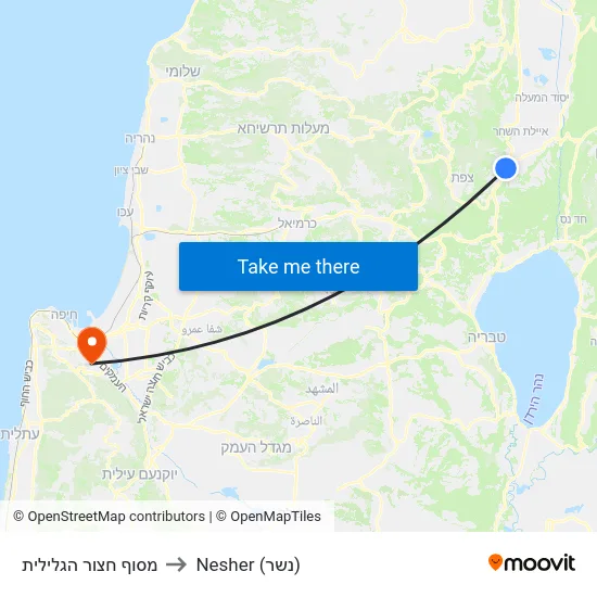 מסוף חצור הגלילית to Nesher (נשר) map