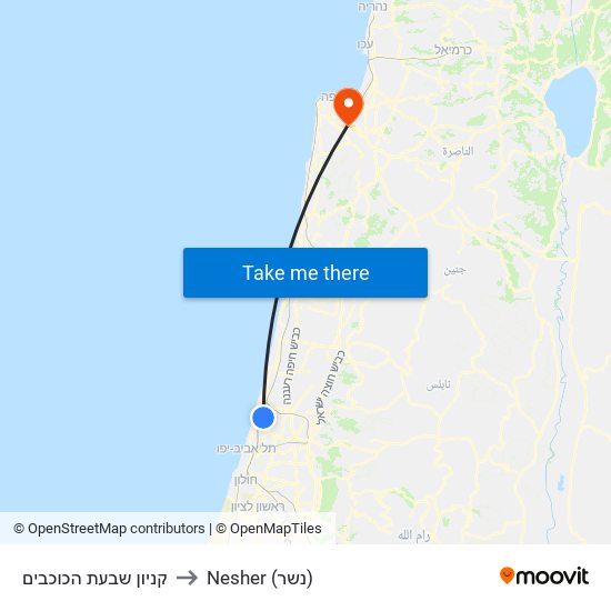 קניון שבעת הכוכבים to Nesher (נשר) map