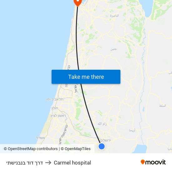דרך דוד בנבנישתי to Carmel hospital map