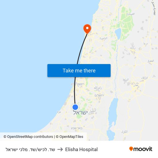 שד. לכיש/שד. מלכי ישראל to Elisha Hospital map